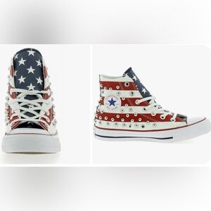 Converse Chuck Taylor Red White Blue Studded Canvas High Tops